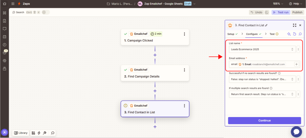 Collega Emailchef alle tue app con Zapier