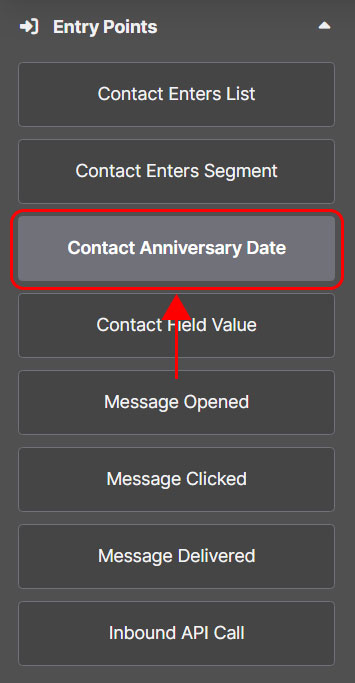 Entry point: contact anniversary date