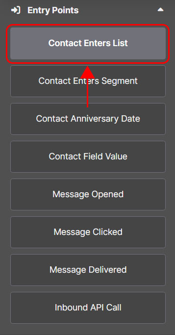 Entry point: contact enters list
