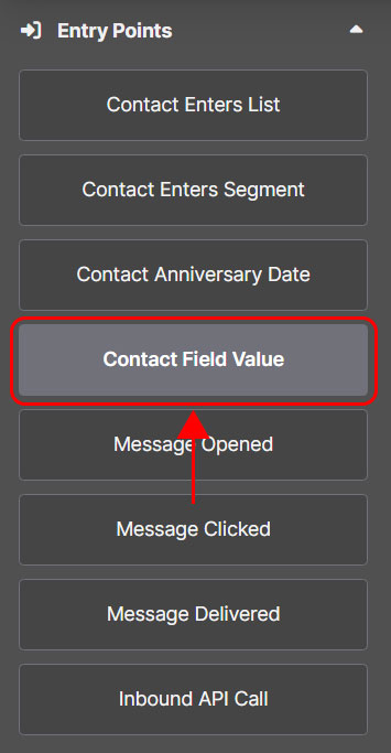 Entry point: contact field value