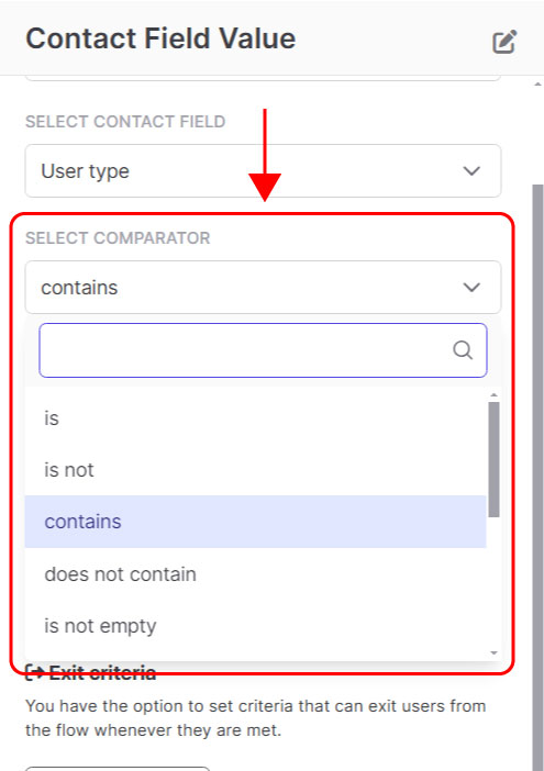 Entry point: contact field value