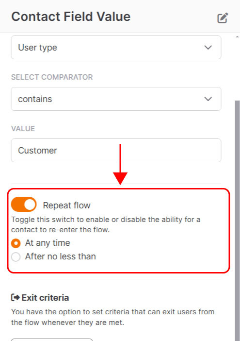 Entry point: contact field value