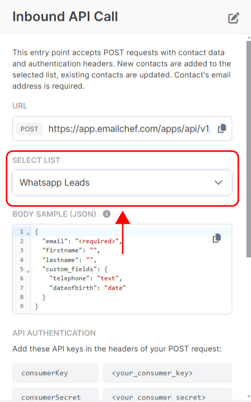 Entry point: inbound API call