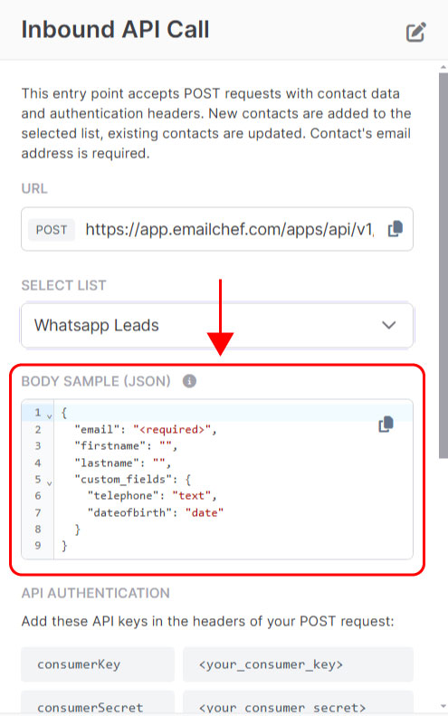 Entry point: inbound API call