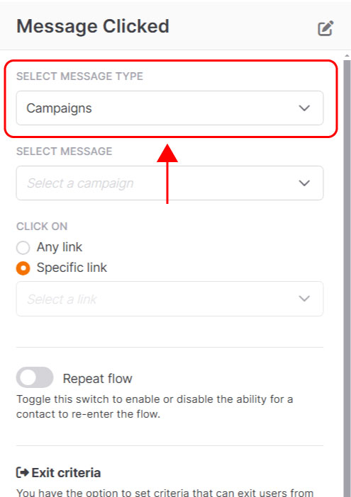 Entry point: Message clicked