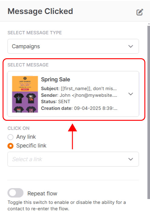 Entry point: Message clicked