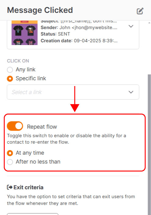 Entry point: Message clicked