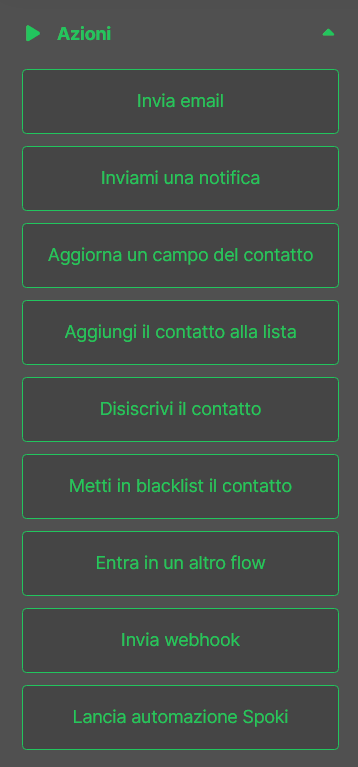 Azioni Emailchef Flow, automazioni email marketing