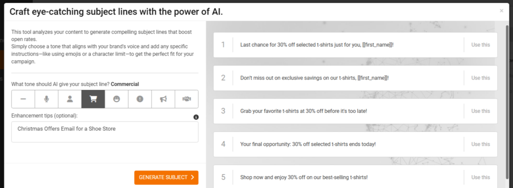 Generate the subject of your emails with artificial intelligence