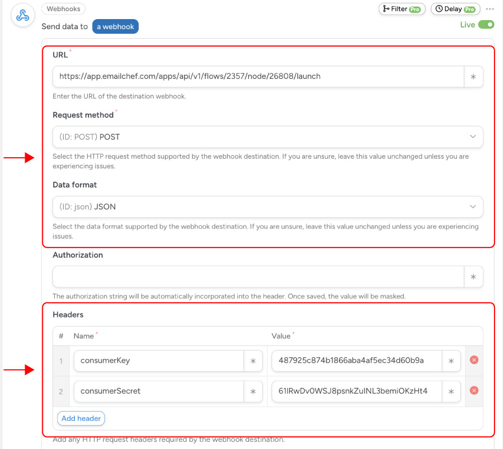 Come collegare i form di iscrizione a Emailchef con i Webhook