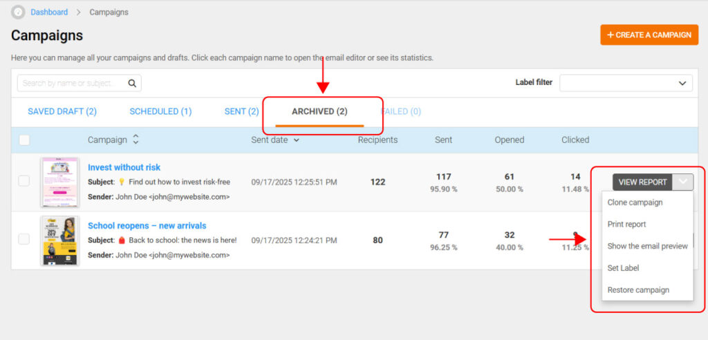 Email marketing campaign management