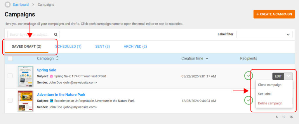 Email marketing campaign management