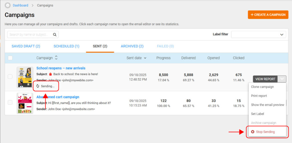 Email marketing campaign management