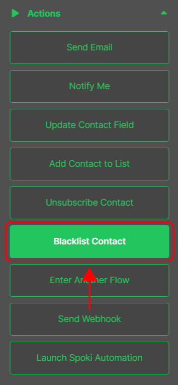 Emailchef Flow: action blacklist contact