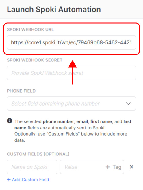Emailchef Flow: action launch Spoki automation