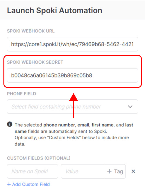 Emailchef Flow: action launch Spoki automation