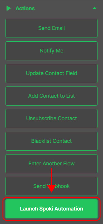 Emailchef Flow: action launch Spoki automation