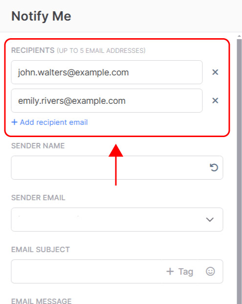 Emailchef Flow: action notify me