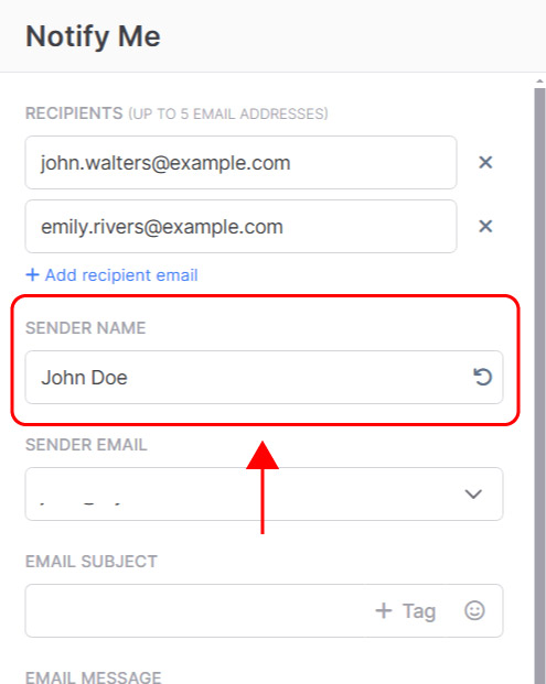 Emailchef Flow: action notify me