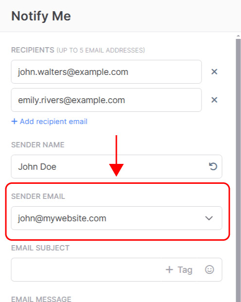 Emailchef Flow: action notify me