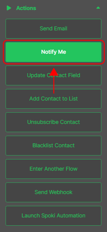 Emailchef Flow: action notify me