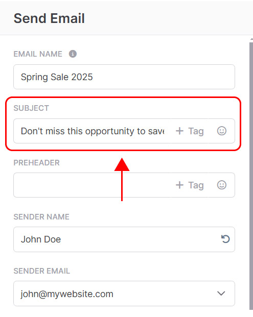 Emailchef Flow: actions send email