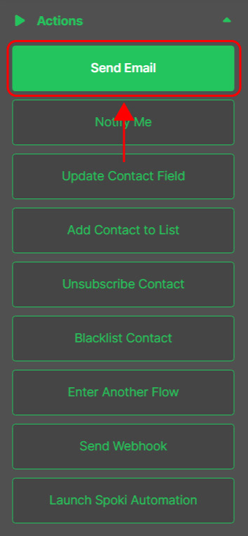 Emailchef Flow: actions send email