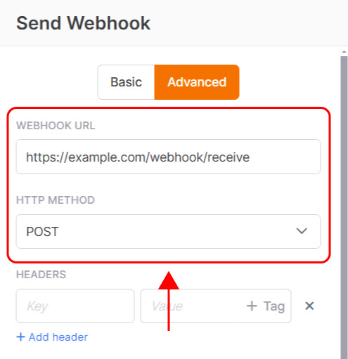 Emailchef Flow: action send webhook
