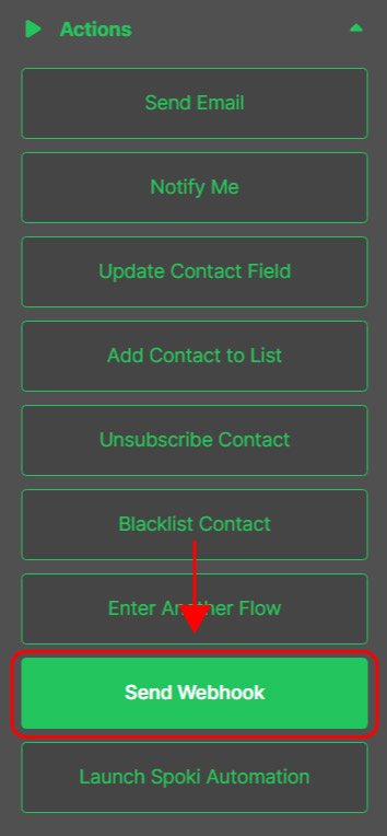 Emailchef Flow: action send webhook