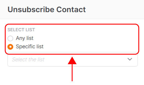 Emailchef Flow: action unsubscribe contact