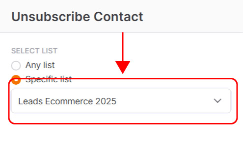 Emailchef Flow: action unsubscribe contact
