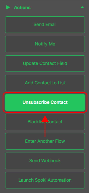 Emailchef Flow: action unsubscribe contact