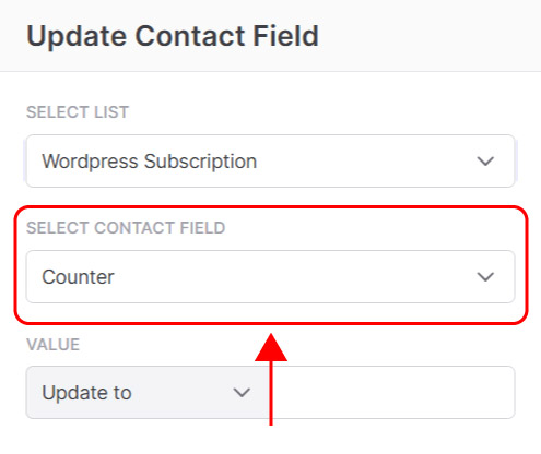Emailchef Flow: action update contact field