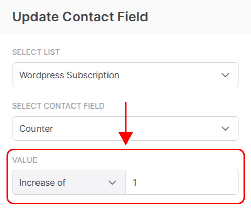 Emailchef Flow: action update contact field