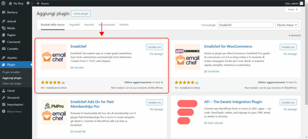 Connetti i tuoi moduli Contact Form 7 alle liste Emailchef