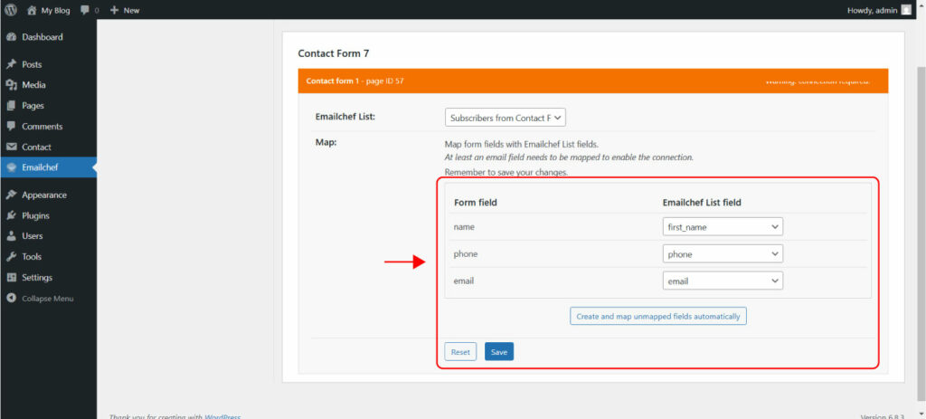 Integrate Emailchef with Contact Form 7 in WordPress