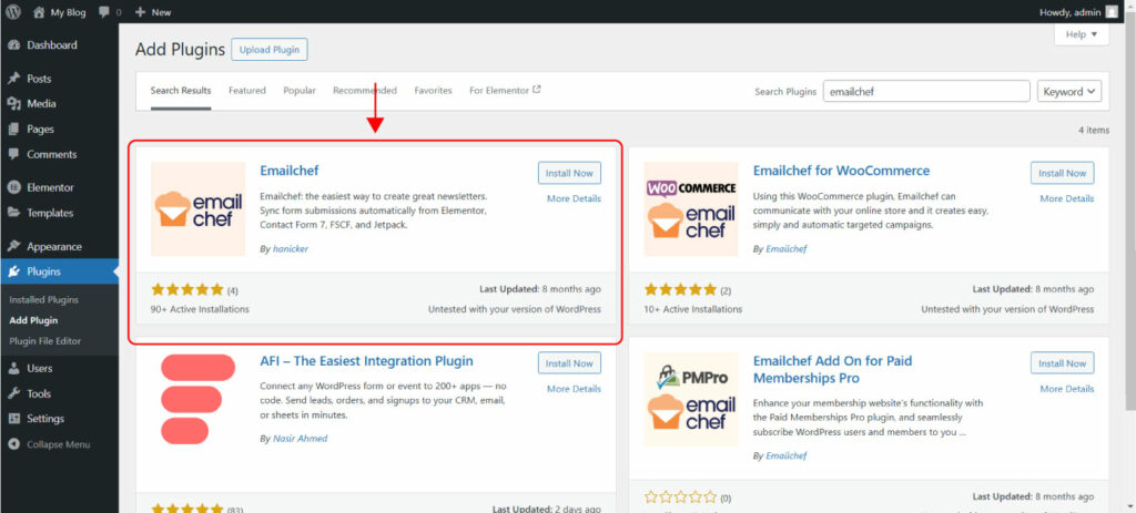 Email Marketing avec Elementor : le plugin gratuit Emailchef