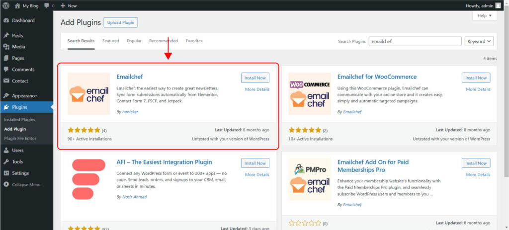 Integra Emailchef con Contact Form 7 en WordPress